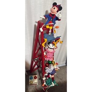 Vintage Mr. Christmas Mickeys Tree Trimmers on 4ft Ladder 6 characters